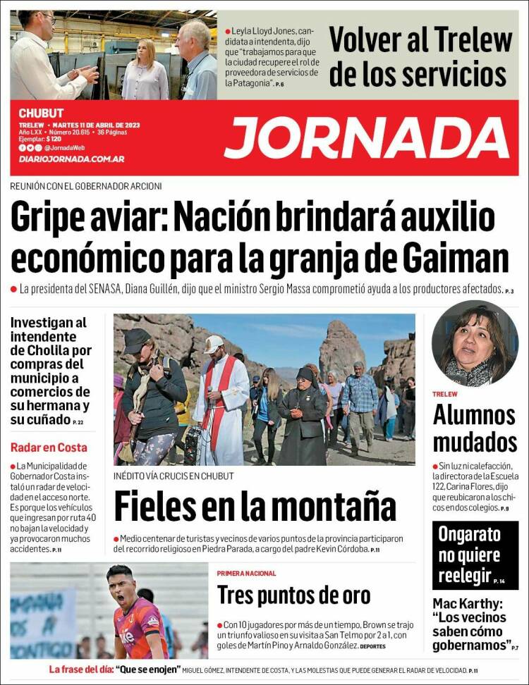 Portada de Diario Jornada en la Patagonia (Argentina)