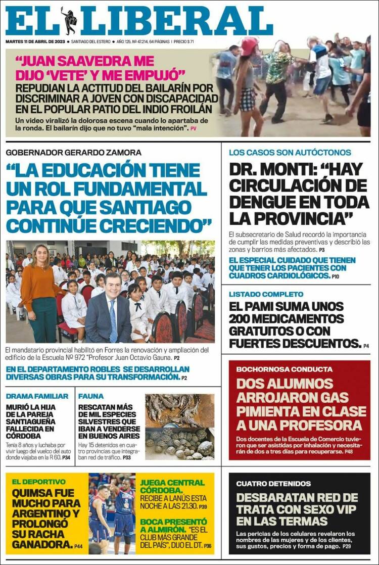 Portada de Diario El Liberal (Argentina)