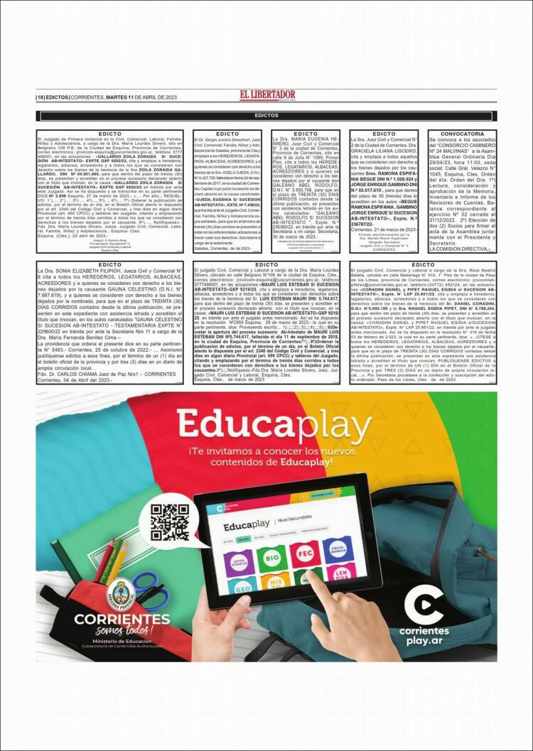 Portada de Diario El Libertador (Argentina)