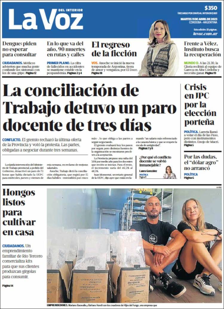 Portada de La Voz del Interior (Argentina)