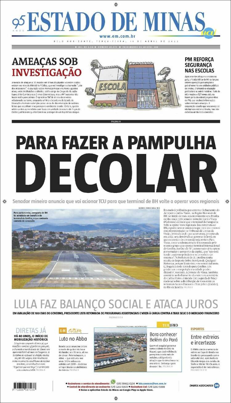 Portada de Jornal Estado de Minas (Brasil)
