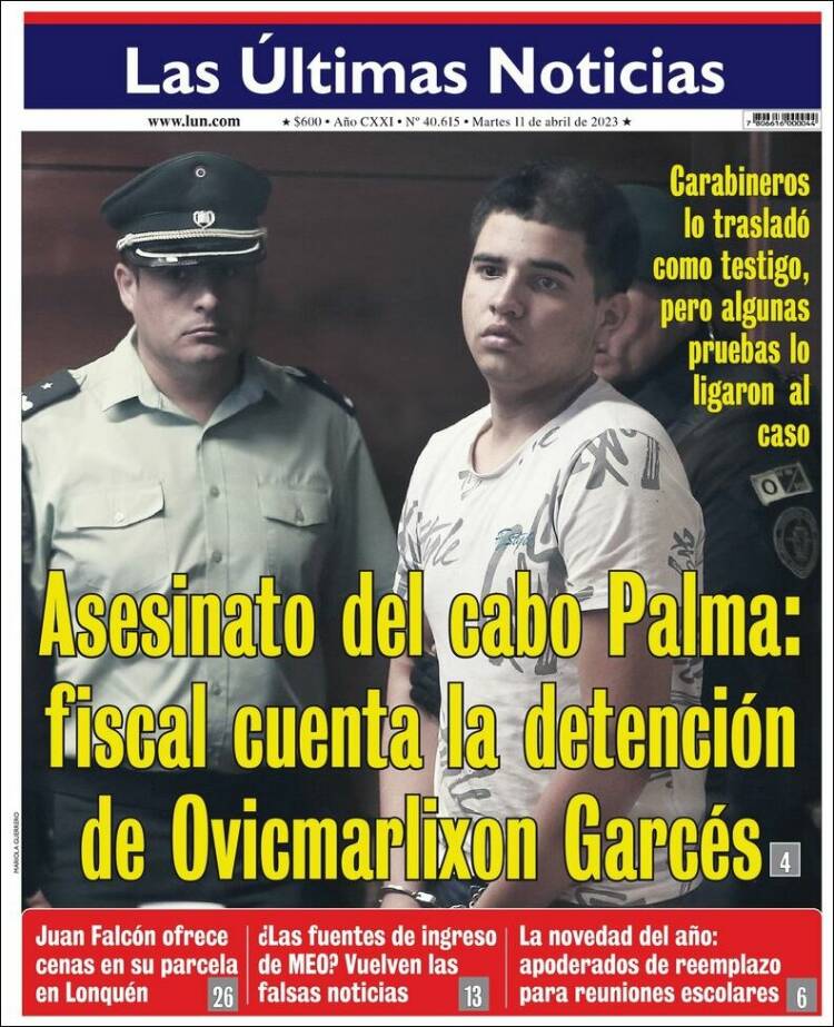 Portada de Las Últimas Noticias (Chile)