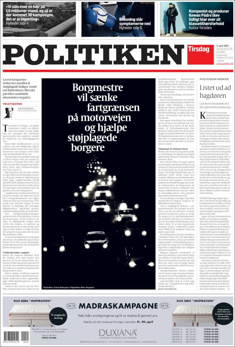 Portada de Politiken (Dinamarca)