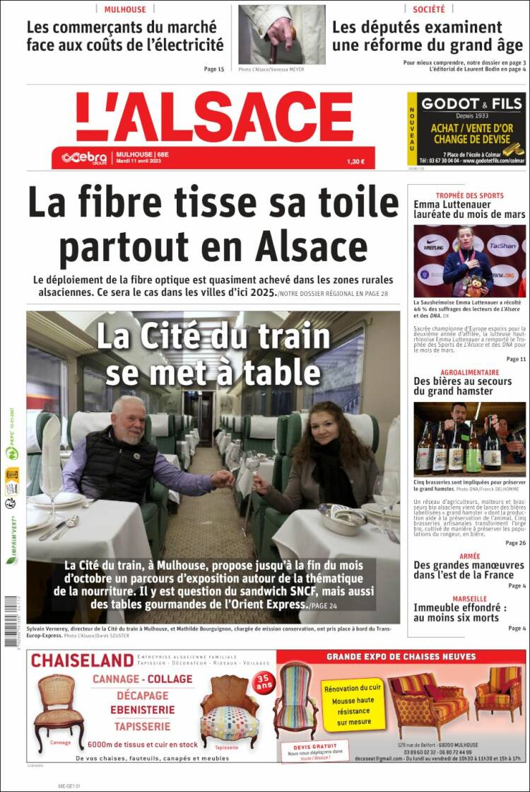 Portada de Journal L'Alsace (Francia)