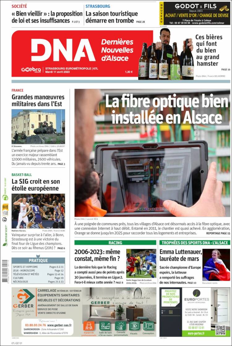 Portada de Les Dernières Nouvelles d'Alsace (Francia)