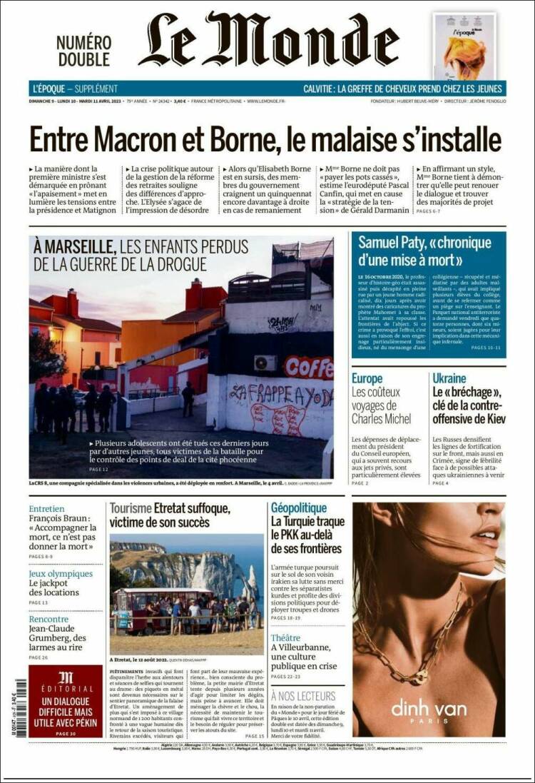 Portada de Le Monde (Francia)