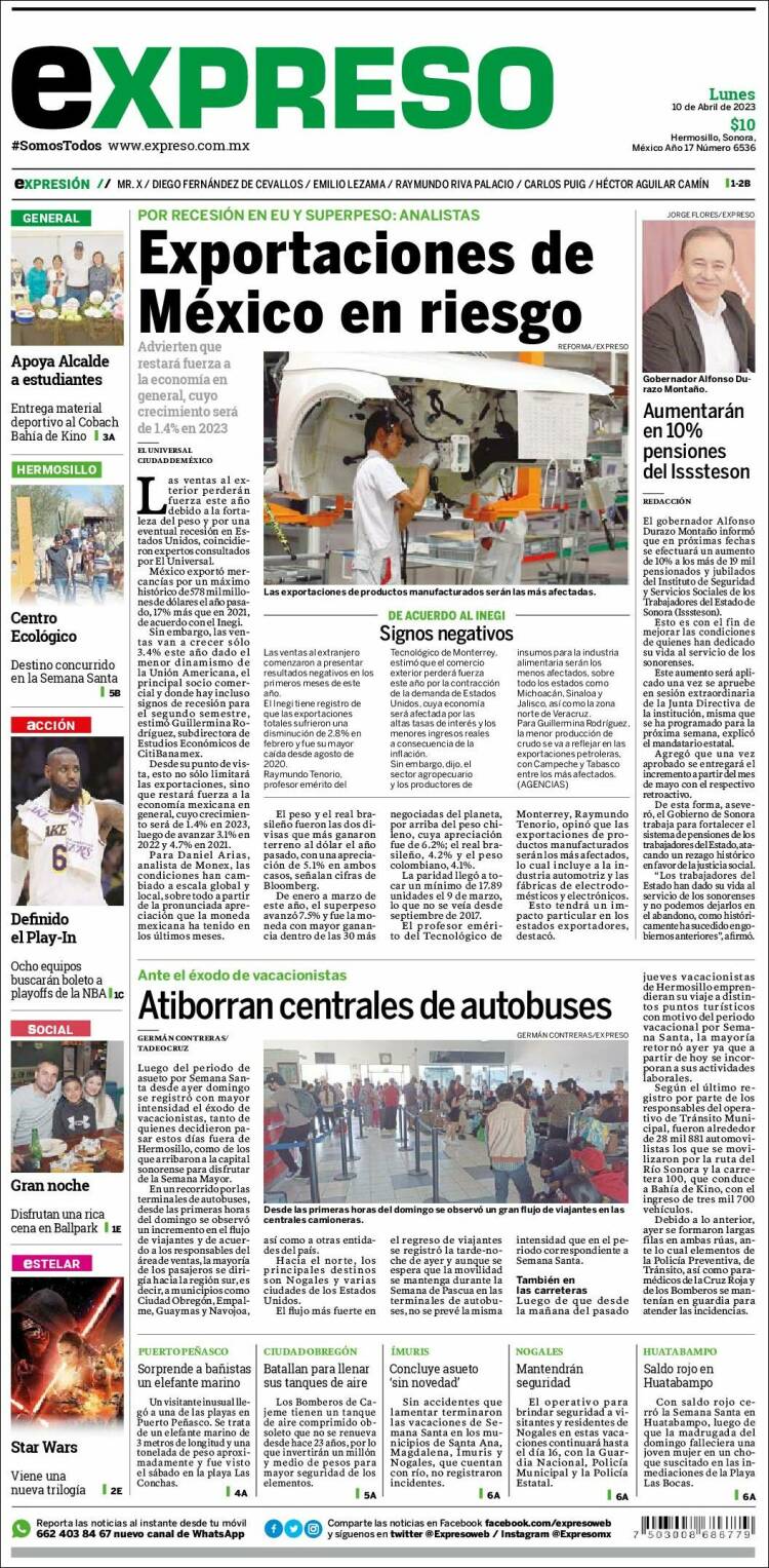 Portada de Expreso (M&eacute;xico)