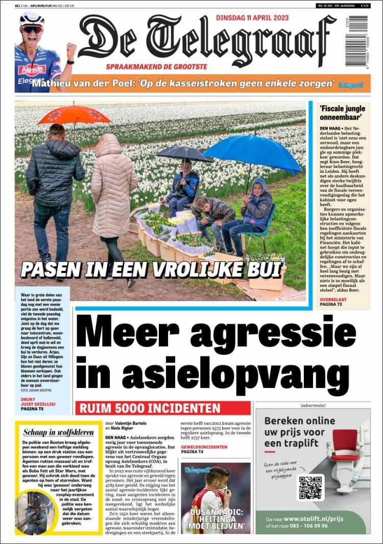 Portada de De Telegraaf (Pa&iacute;ses Bajos)