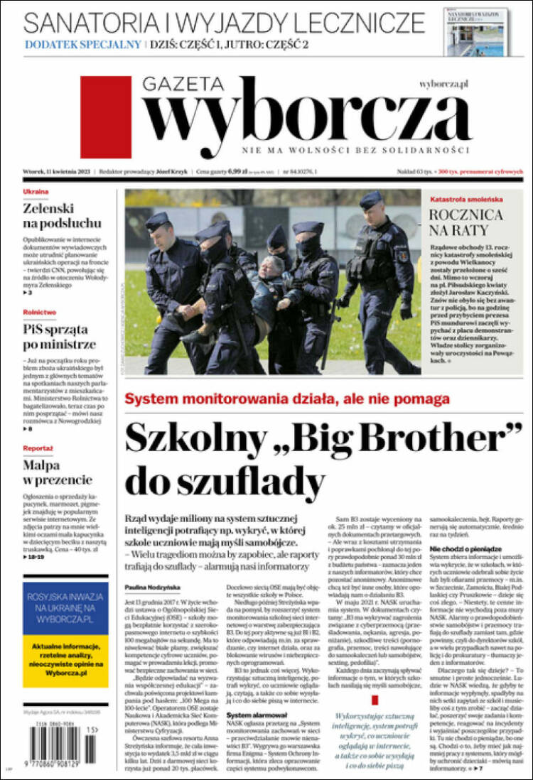 Portada de Gazeta Wyborcza (Polonia)