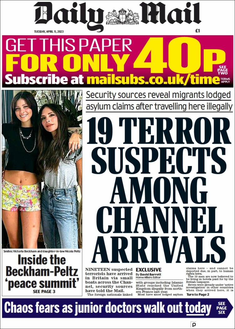 Portada de Daily Mail (Reino Unido)