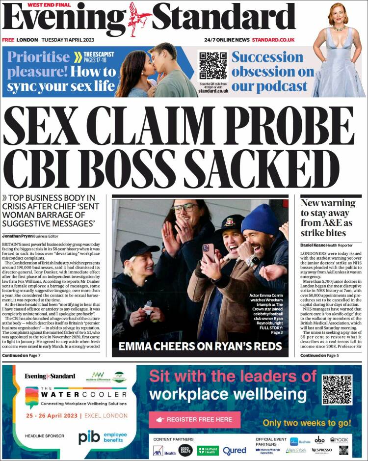 Portada de Evening Standard (Reino Unido)