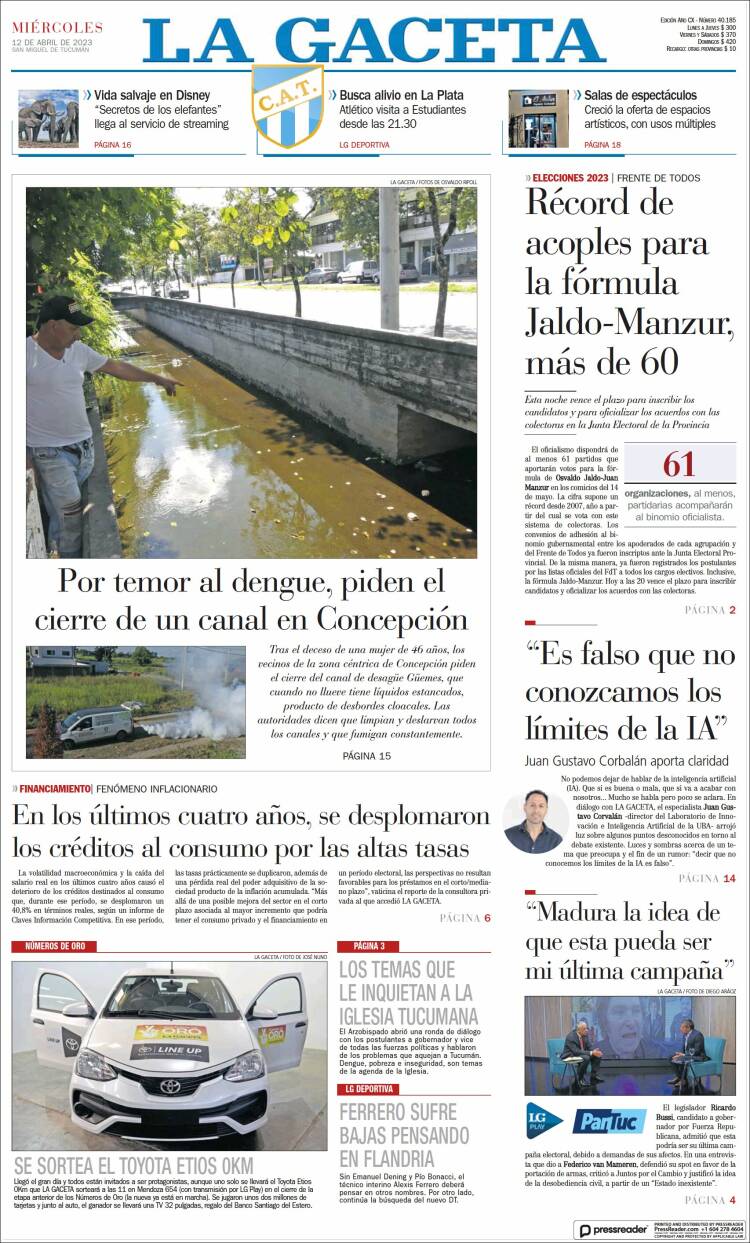 Portada de La Gaceta (Argentina)