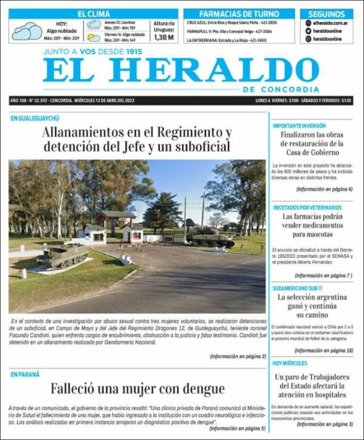 Portada de El Heraldo de Concordia (Argentina)
