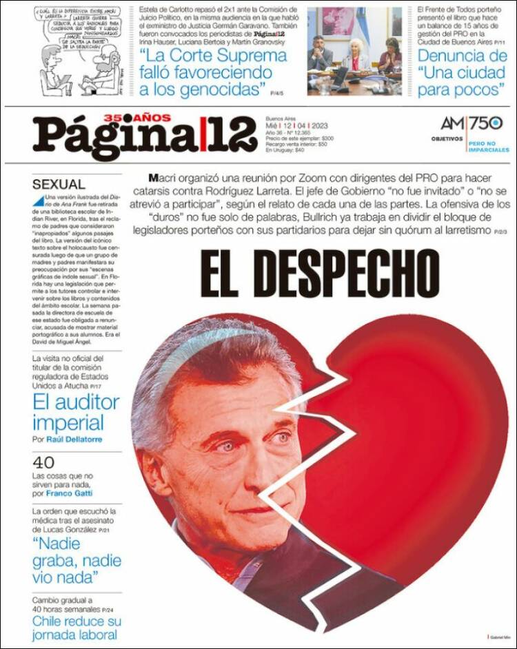 Portada de Página/12 (Argentina)