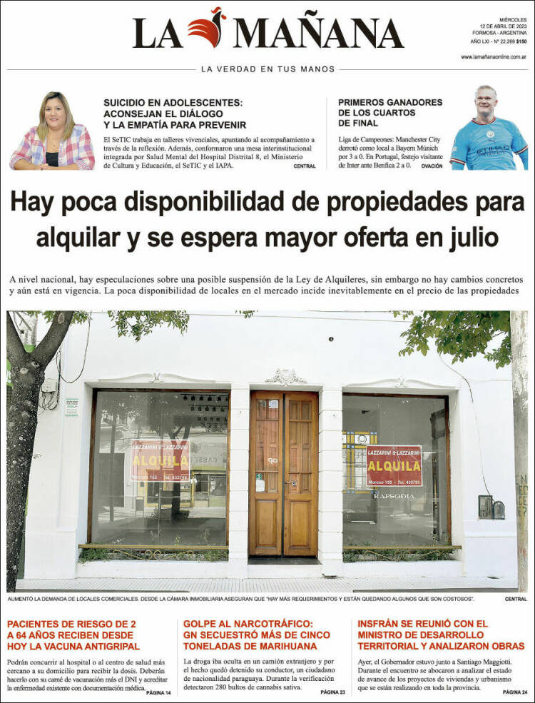 Portada de Diario La Mañana (Argentina)