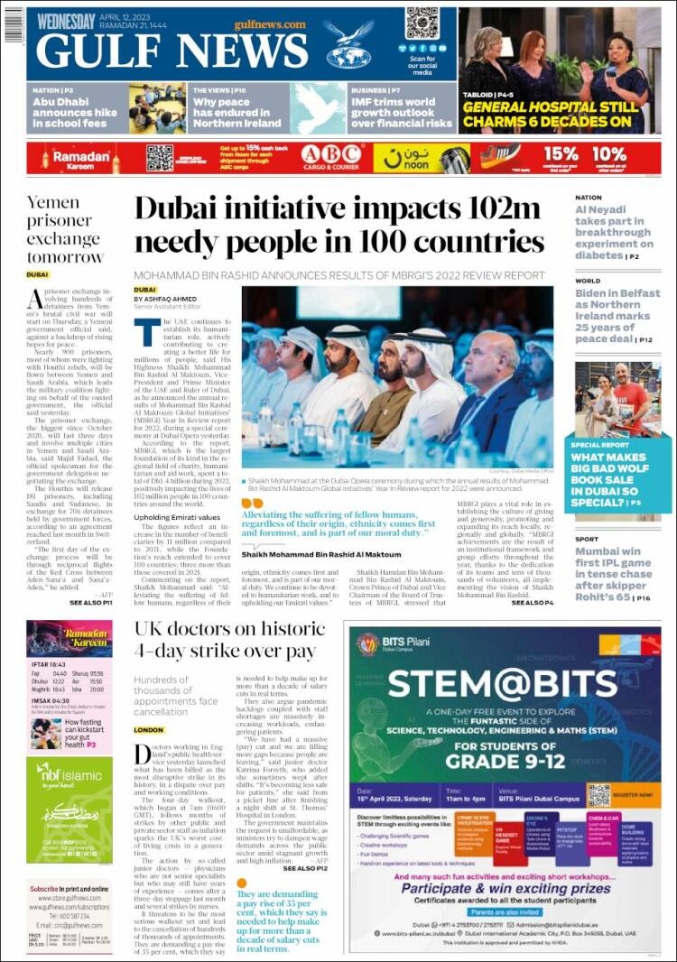 Portada de Gulf News (Asia-Pacífico)