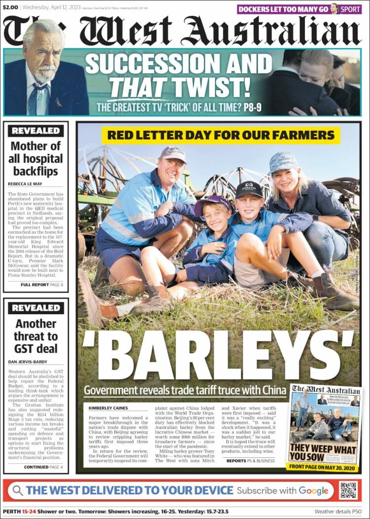 Portada de The West Australian (Australia)