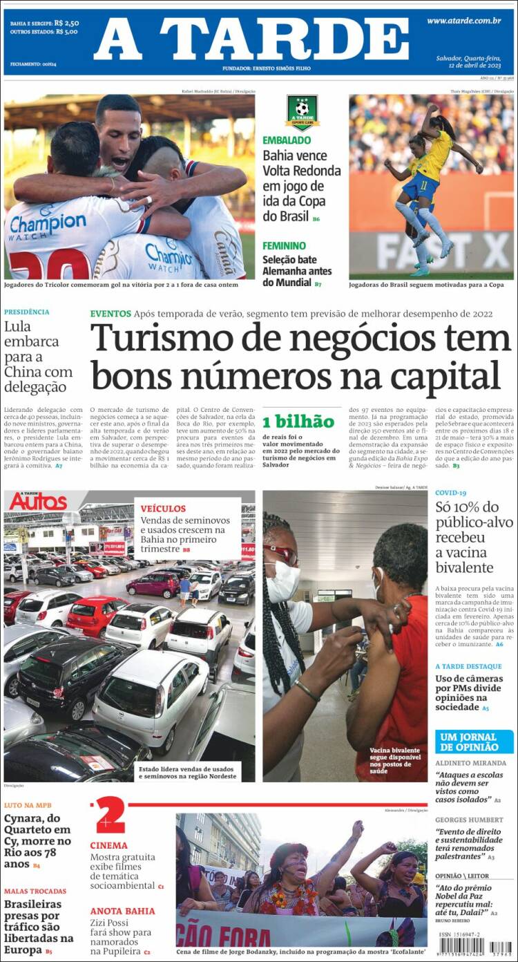 Portada de Diário A Tarde (Brasil)