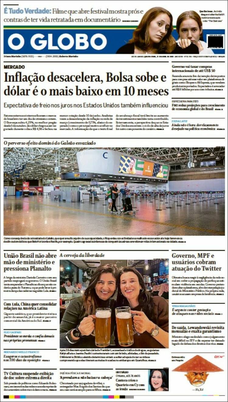 Portada de O Globo (Brasil)