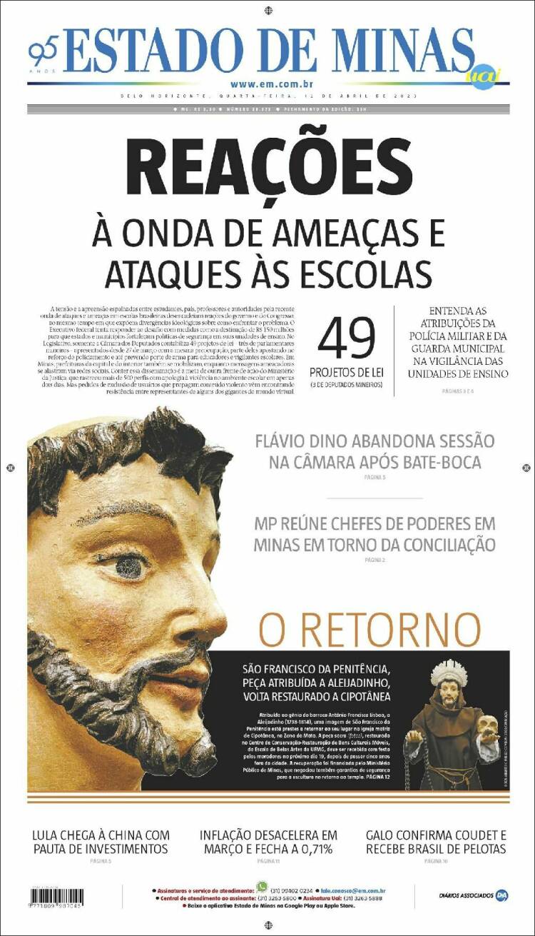 Portada de Jornal Estado de Minas (Brasil)