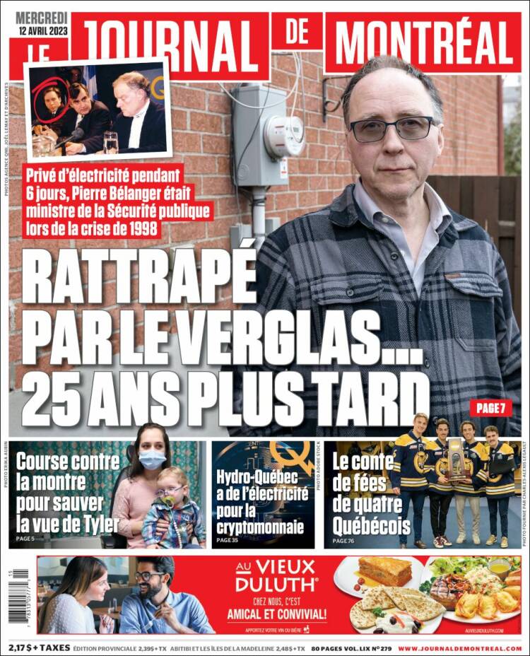 Portada de Le Journal de Montréal (Canadá)