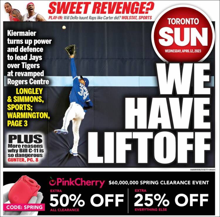 Portada de The Toronto Sun (Canadá)