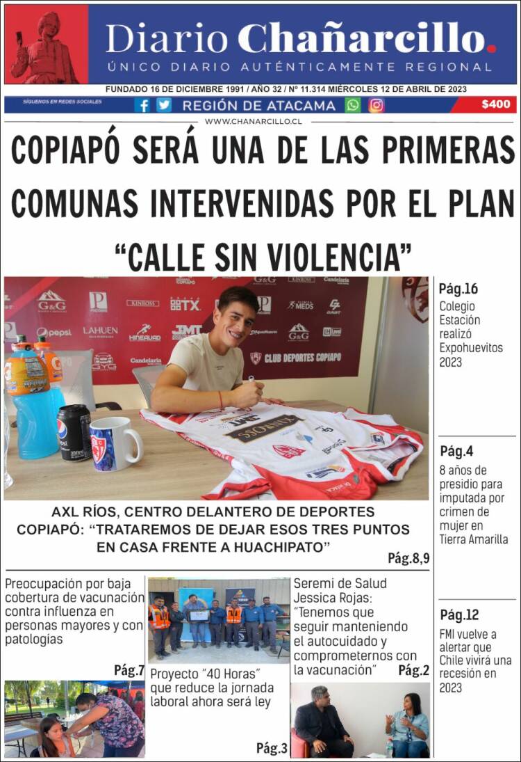 Portada de Diario Chañarcillo (Chile)