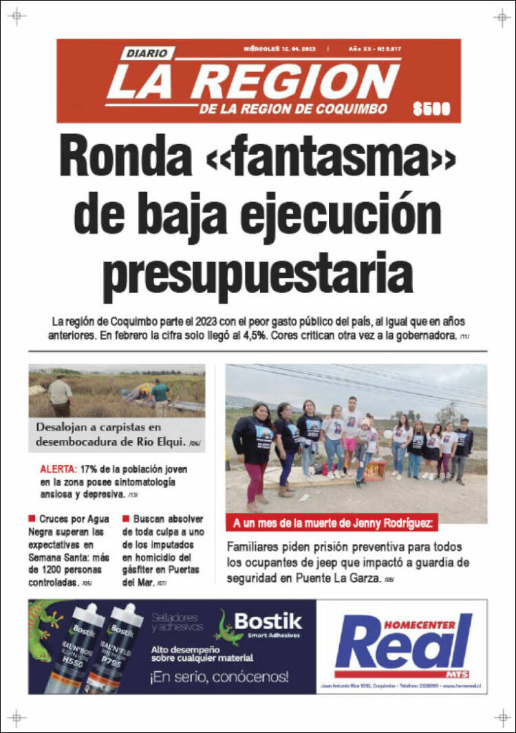 Portada de Diario La Región de Coquimbo (Chile)