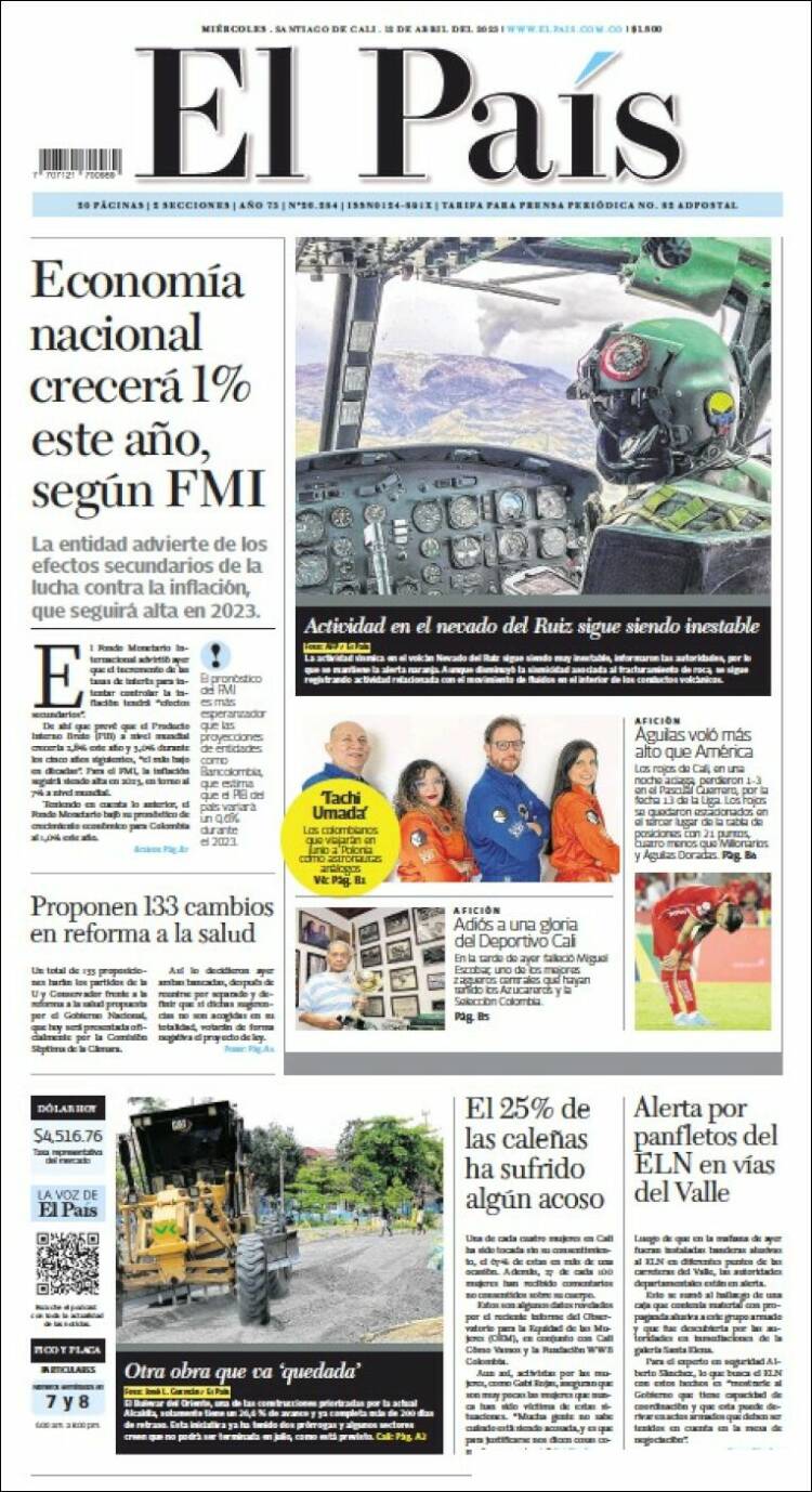 Portada de El País - Cali (Colombia)