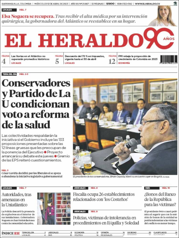 Portada de El Heraldo (Colombia)