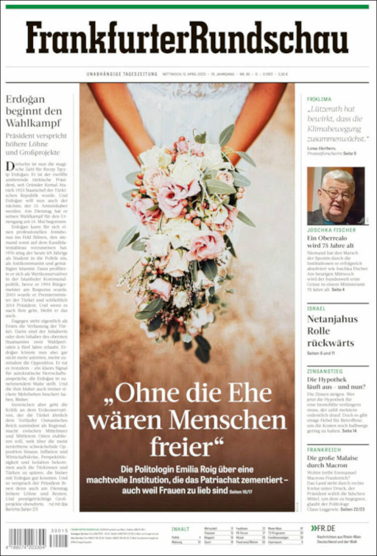 Portada de Frankfurter Rundschau (Alemania)
