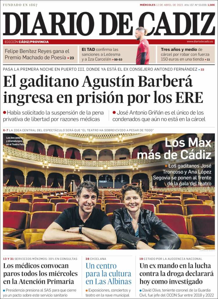 Portada de Diario de Cádiz (España)