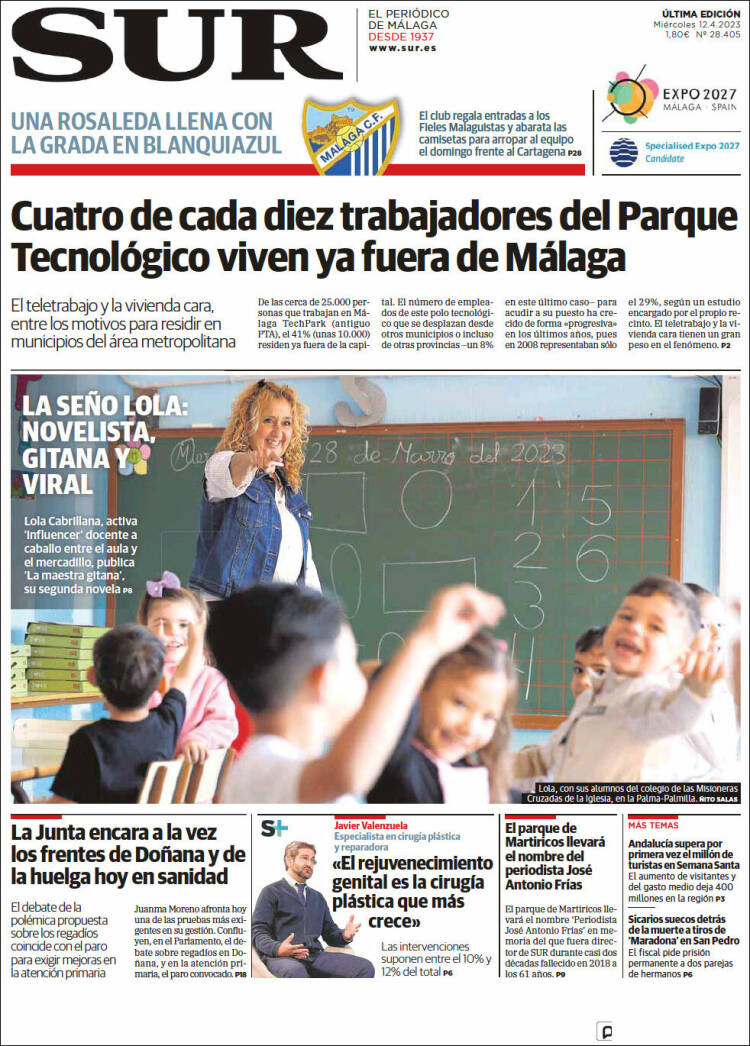 Portada de Diario el Sur (España)