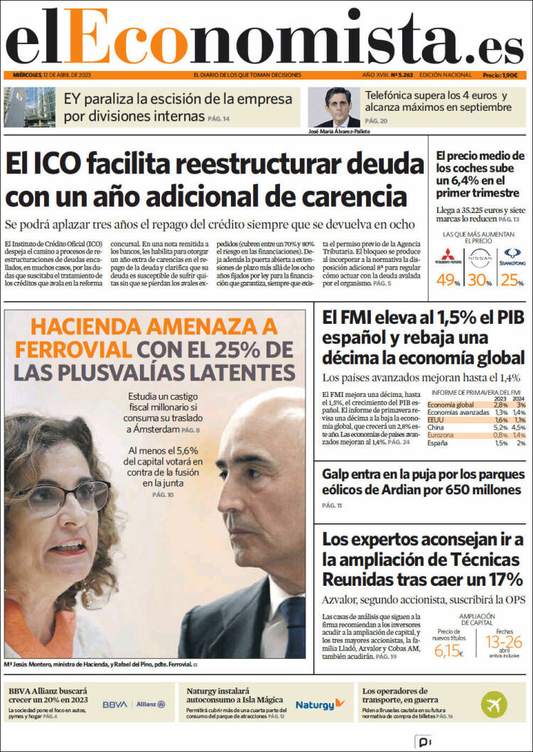 Portada de El Economista (Espa&ntilde;a)