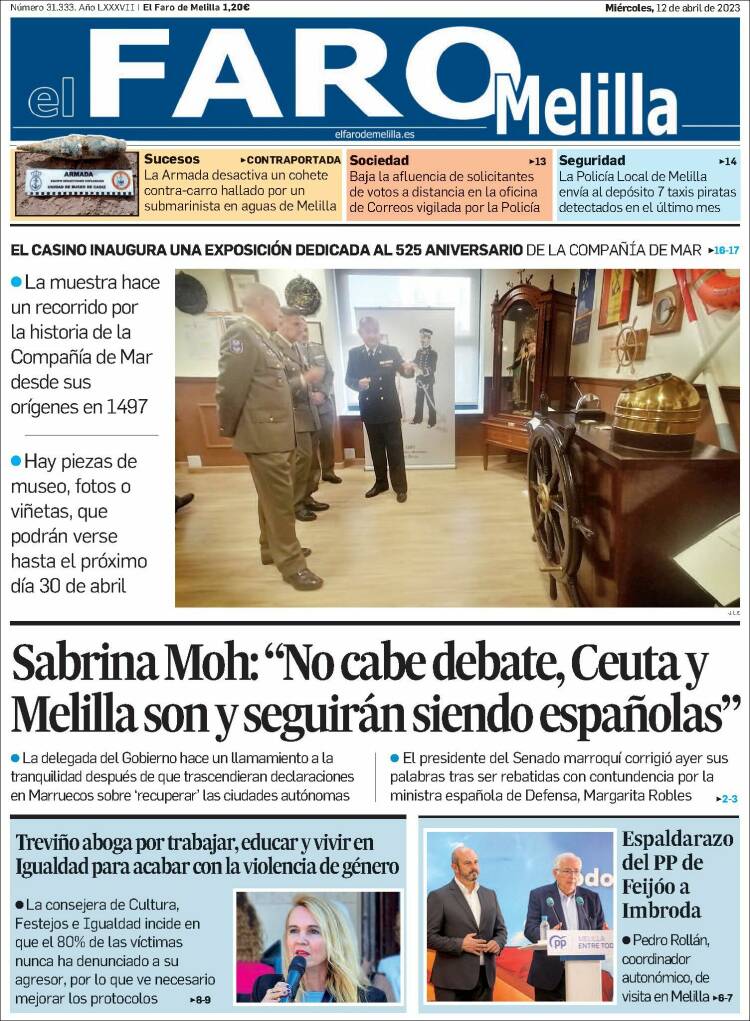 Portada de El Faro de Melilla (España)