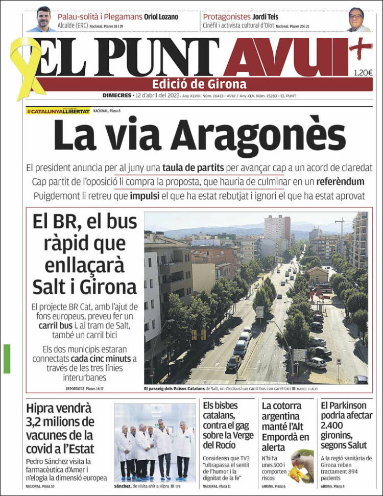 Portada de El Punt Avui - Girona (España)