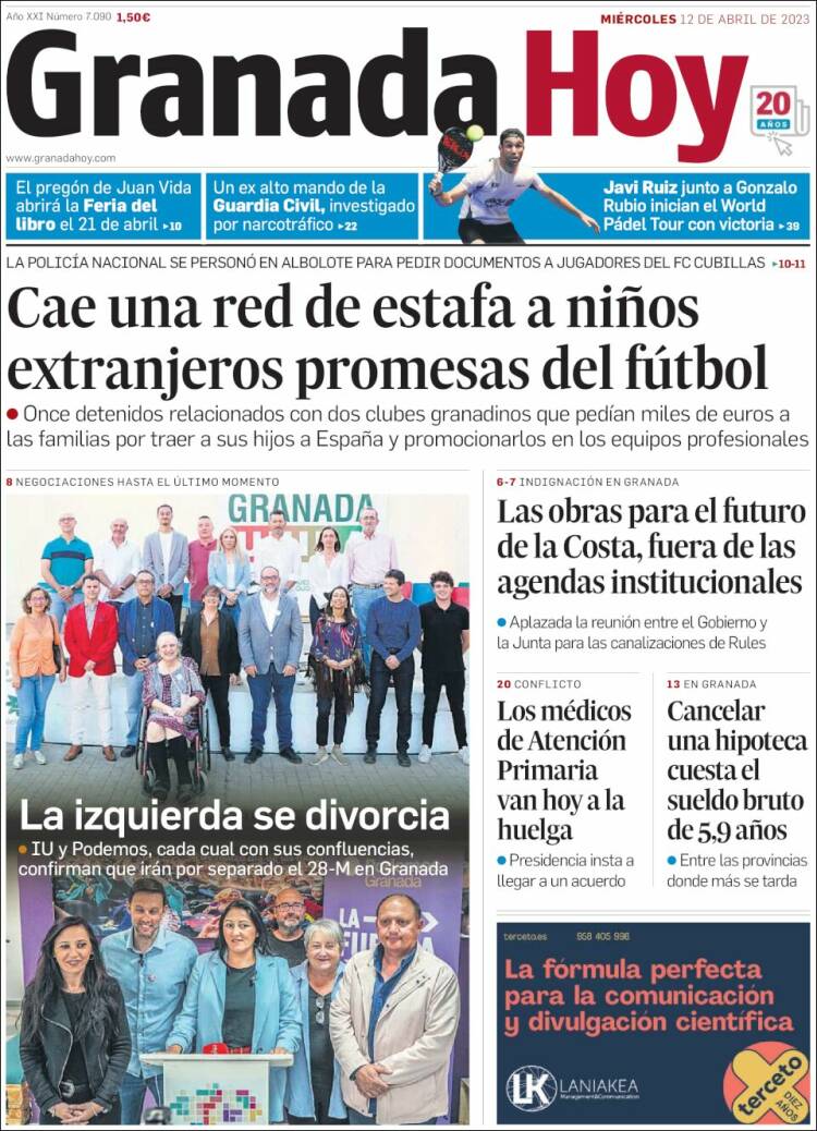 Portada de Granada Hoy (España)