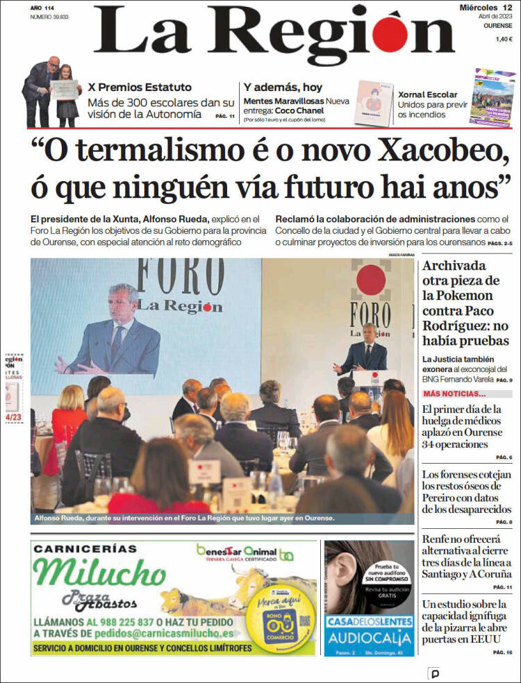 Portada de La Región de Ourense (España)