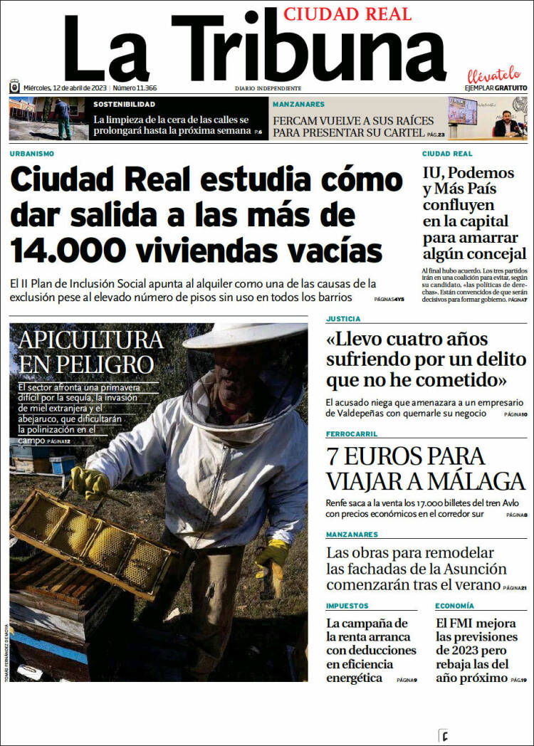 Portada de La Tribuna de Ciudad Real (España)