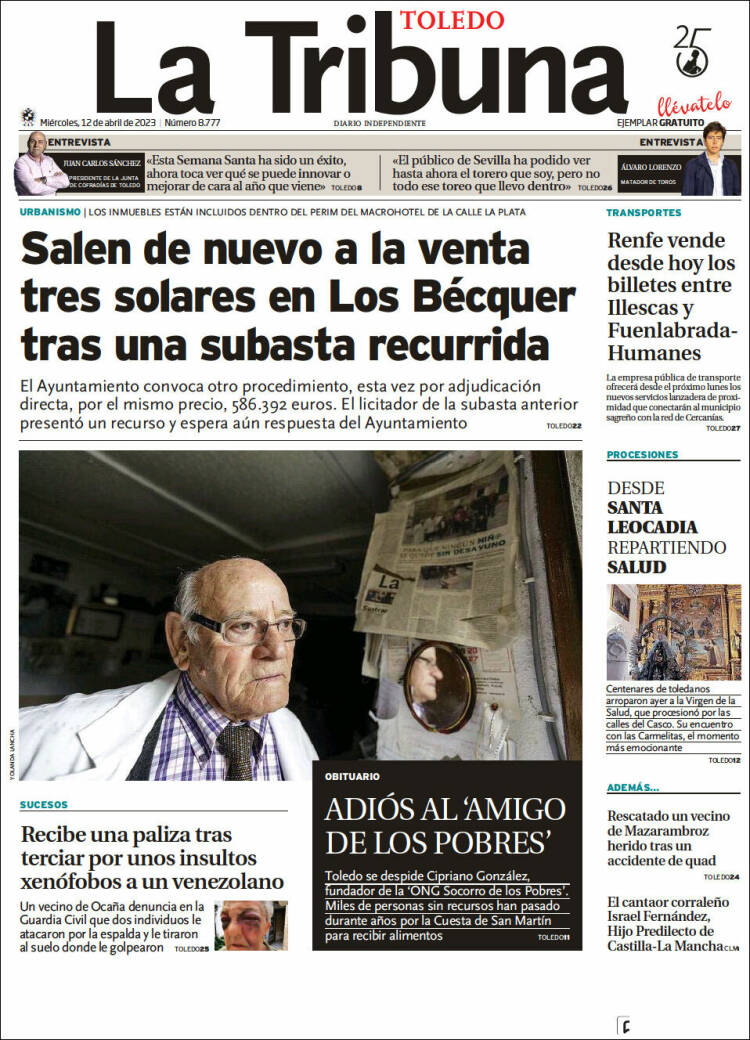 Portada de La Tribuna de Toledo (España)
