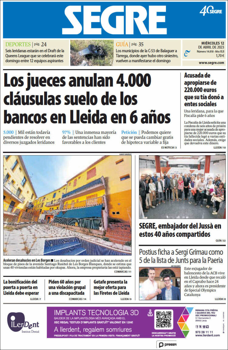 Portada de Segre  (España)