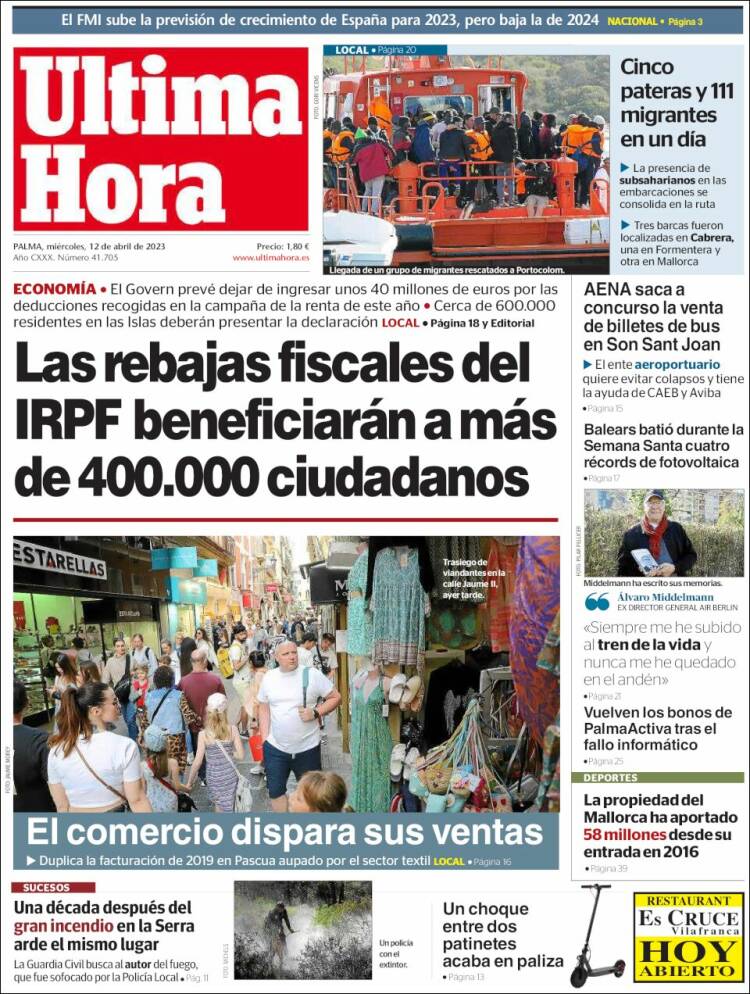 Portada de Última Hora (España)