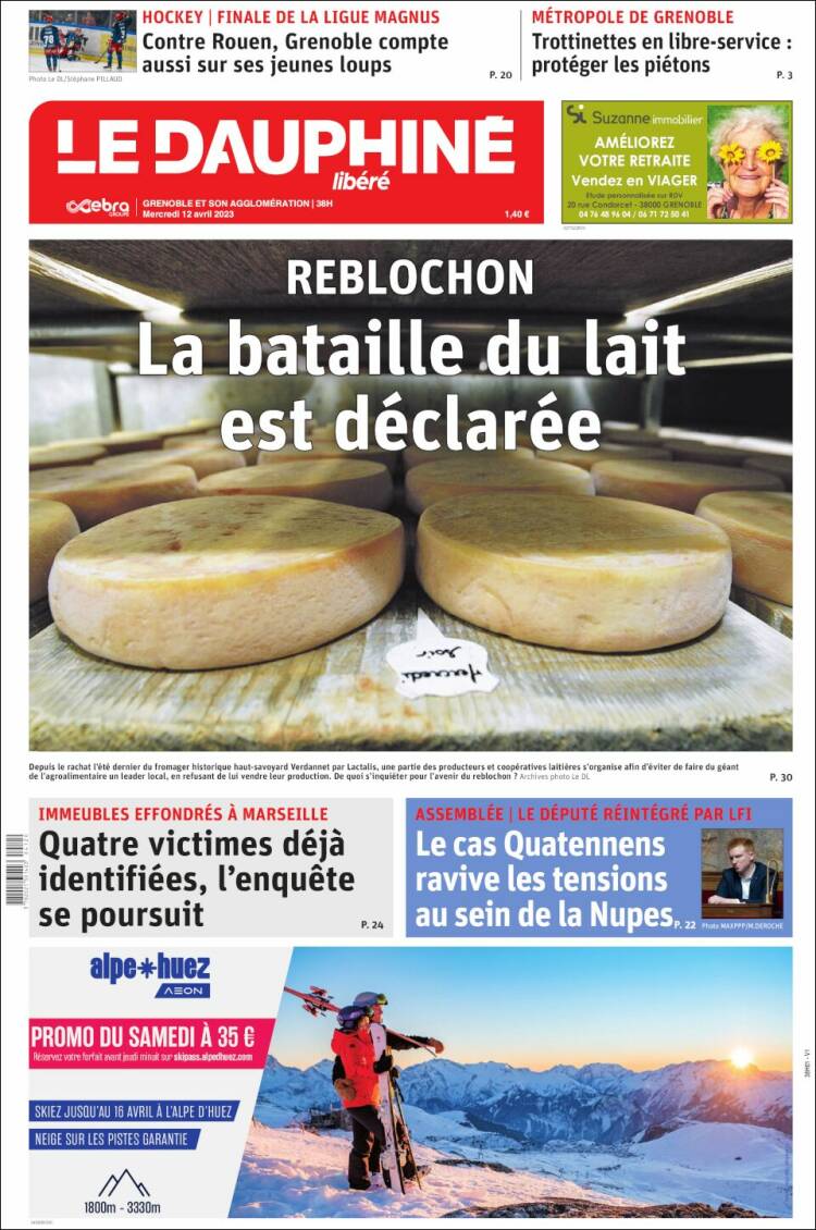 Portada de Le Dauphiné Libéré (Francia)