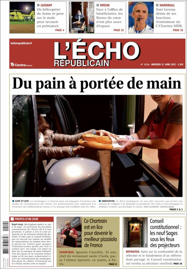 Portada de L'Echo Républicain (Francia)