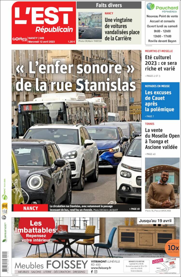 Portada de L'Est Republicain (Francia)