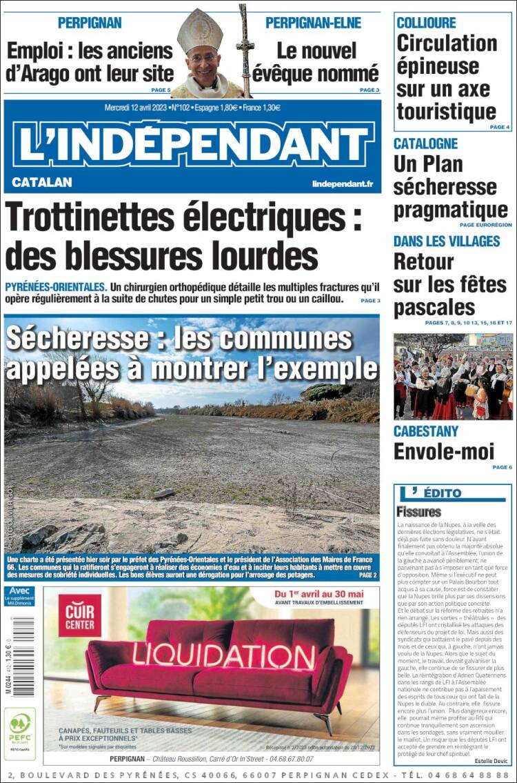 Portada de Le Indépendant (Francia)