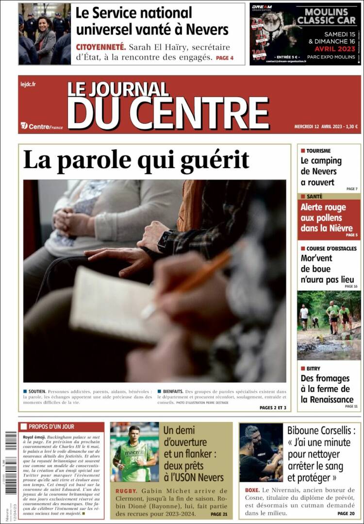 Portada de Le Journal du Centre (Francia)