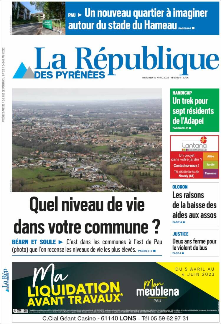 Portada de La République des Pyrénées (Francia)