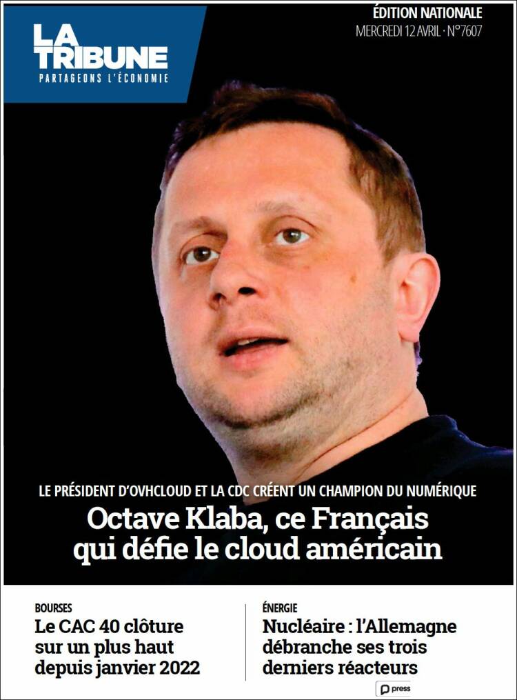 Portada de La Tribune (Francia)