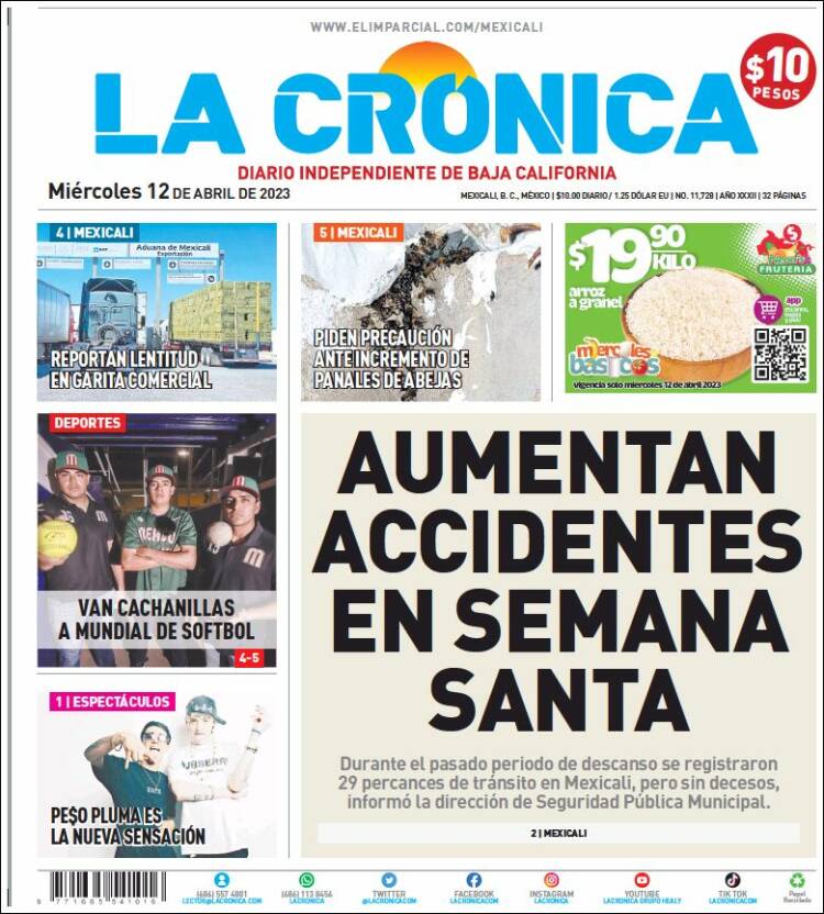 Portada de La Crónica de Baja California (México)